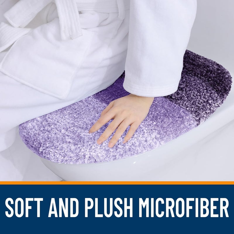 OLANLY Soft Microfiber Bathroom Toilet Lid Cover, Machine Washable Covers, 17.5x15, Stays in Place Rubber Backing, Fits Most Round, Elongated and Oblong Lids, Accessories Decor, Violet - Image 2